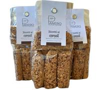 Cereal Biscuits WITHOUT ADDED SUGARS, Panero Bakery Patisserie, Italian artisanal biscuits, Piedmont Tradition, 3 packs x 300g