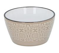 Cereal Bowls 260ml Stoneware Deep Soup Bowl Serving Crock for Breakfast Oatmeal Porridge Pasta Salad Stew Noodle Rice Bowls Kitchen, Microwave & Dishwasher Safe, Tribal (Light Brown (Floral))