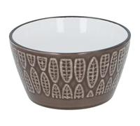 Cereal Bowls 260ml Stoneware Deep Soup Bowl Serving Crock for Breakfast Oatmeal Porridge Pasta Salad Stew Noodle Rice Bowls Kitchen, Microwave & Dishwasher Safe, Tribal (Dark Brown (Leaf))