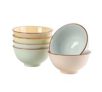 Cereal Bowls Ceramic Bowl Set - Soup Bowls Set of 6 with Candy Hue - Colorful Kitchen Bowls for Serving Salad | Oatmeal | Ramen | Pho | Noodle - Microwave and Dishwasher Safe - 6.25" W x 3" H - 23 OZ