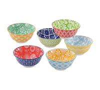 Cereal Bowls Set of 6-700 ml Colorful Ceramic Deep Soup Bowls - Ideal for Serving Breakfast, Oatmeal, Ramen, Pho, Noodle - Microwave and Dishwasher Safe