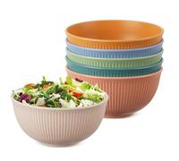 Cereal Breakfast Bowls 6 Pack Unbreakable Picnic Bowl 24 oz Plastic Lightweight Snack Pasta Salad Fruit Dessert Oatmeal Mixing Bowl for Kitchen Camping Dinner Soup Food Serving Bowl Reusable Bowls Set