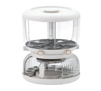 Cereal Containers, 6L Rice And Grain Storage Container 360° Rotating Food Dispenser Measuring Cylinder With Lid Storage Bin for Beans
