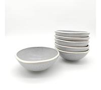 Cereal Dessert Bowls Set Stoneware Reactive Glaze Grey Nordic Pebble 4pcs