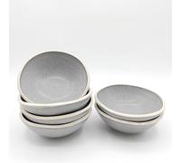 Cereal Dessert Bowls Set Stoneware Reactive Glaze Grey Nordic Pebble 6pcs