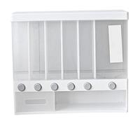 Cereal Dispenser 6 in1 Dry Food Dispenser 10L Grain Storage Container with Measuring Cup ? Removable Partition Wall Mount Rice for Kitchen Tabletop(1)
