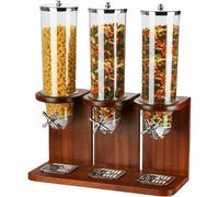 Cereal Dispenser Countertop Dry Food Container with PC Bucket and Wooden Base, Single/Double/Triple Head