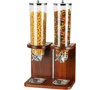 Cereal Dispenser Countertop Dry Food Container with PC Bucket and Wooden Base, Single/Double/Triple Head