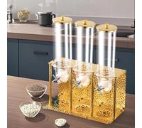 Cereal Dispenser, Countertop Rice Grain Dispenser for Kitchen and Pantry, 10.5L Capacity, Three Head Food Storage Container with Stainless Steel Base