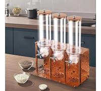 Cereal Dispenser, Countertop Rice Grain Dispenser for Kitchen and Pantry, 10.5L Capacity, Three Head Food Storage Container with Stainless Steel Base