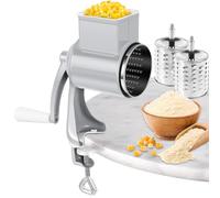 Cereal Mill, Hand Crank Grain Mill with Table Clamp, Rustproof Manual Food Grinder, Multifunctional Hand Grain Mill Grinder Reusable Hand Coffee Grinder for Nut Wheat Coffee Corn Wheat Oats (White)