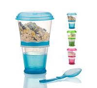 Cereal On The Go, Cup Container Breakfast Drink Milk Cups Portable Yogurt and Travel To-Go Food Containers Storage With Spoon(Blue)