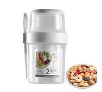 Cereal To Go Cup - 29oz PP Breakfast Container, Reusable Yogurt Jar, Leakproof Snack Cup, Double Layer Storage Mug | Travel Cereal And Milk For School Office Gym Outdoor Breakfast Meal Prep