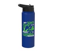 Cerebral Palsy Awareness My Son's Fight Brain CP Survivor Stainless Steel Insulated Water Bottle