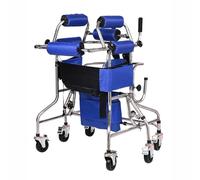 Cerebral Palsy Kids Walker - 6 Wheel Anti-Tilt Foldable Walker with Adjustable Height and Width, Belt Seat for Enhanced Mobility and Support