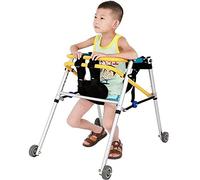 Cerebral Palsy Walker Child, Folding Child Rehabilitation Rollator Walker Drive,Aluminum Alloy 4 Wheels Kids Mobility Walking Aids with Seat,B