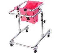 Cerebral Palsy Walker Child, Height Adjustable Walking Frame, Children Standing Walking Aid, Gait Trainer 4 Wheel, Lower Limb Rehabilitation,Standing Frame with Seat Cushion