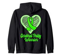Cerebral Palsy Warrior Wear Green Ribbon CP Awareness Zip Hoodie