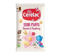Cerelac Banana & Raspberry Star-Puffs Baby Food Snack 8 Plus Months 4x7g