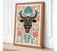 Ceremonial Bull Boho Canvas Wall Art Print 30x20 Inch (76 x 51 cm)