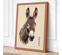 Ceremonial Donkey Japandi Canvas Wall Art Print 24x16 Inch (61 x 41 cm)