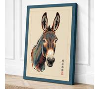 Ceremonial Donkey Japandi Canvas Wall Art Print 36x24 Inch (91 x 61 cm)