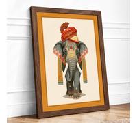 Ceremonial Elephant Boho Framed Wall Art Print A3 (42×29.7cm) Walnut, Wall Decor for Living Room, Bedroom, Office & Home, Ready to Hang, Art Gift