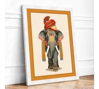 Ceremonial Elephant Boho Framed Wall Art Print A3 (42×29.7cm) White, Wall Decor for Living Room, Bedroom, Office & Home, Ready to Hang, Art Gift