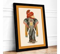 Ceremonial Elephant Boho Framed Wall Art Print A4 (29.7×21cm) Black, Wall Decor for Living Room, Bedroom, Office & Home, Ready to Hang, Art Gift