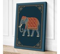 Ceremonial Elephant Eclectic Canvas Wall Art Print 24x16 Inch (61 x 41 cm)