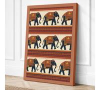 Ceremonial Elephants Eclectic Canvas Wall Art Print 18x12 Inch (46 x 30 cm)