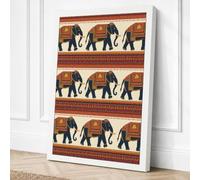 Ceremonial Elephants Eclectic Canvas Wall Art Print 30x20 Inch (76 x 51 cm)