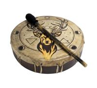 Ceremonial Frame Drum - Stag with Moon Phases, 12" diameter, includes beater, Handmade & painted by artisans in Bali