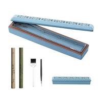 CEREMONY Incense Holder,Ceramic Incense Holder for Sticks with Ash Catcher,Coffin Style Incense Box,Incense Burner for Meditation Yoga Spa Room Decor(Blue)
