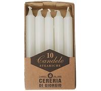 Cereria di Giorgio 407 Stearic Candles, Wax, White, 1,8x1,8x15 cm, 10 Units