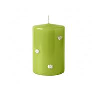 Cereria Di Giorgio - Candle Candle Decorated with Daisies - Pistachio Colour - Diameter 7 cm Height 10 cm - Duration 55 Hours - with Gift Bag - Spring Collection - Handmade