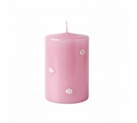 Cereria Di Giorgio - Candle Candle Decorated with Daisies - Powder Pink Colour - Diameter 7 cm Height 10 cm - Burning time 55 Hours - with Gift Bag - Spring Collection - Artisan