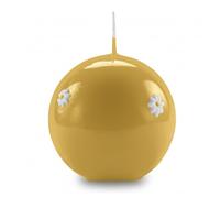 Cereria Di Giorgio - Sphere Candle Decorated with Daisies - Mustard Colour - Diameter 10 cm - Burning time 49 Hours - with Gift Bag - Spring Collection - Handmade