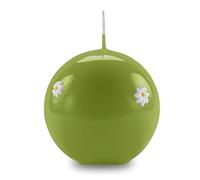 Cereria Di Giorgio - Sphere Candle Decorated with Daisies - Pistachio Colour - Diameter 10 cm - Duration 49 Hours - with Gift Bag - Spring Collection - Artisan