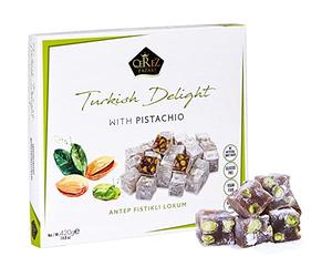 Cerez Pazari Turkish Delight Pistachio Candy Gourmet Premium Vegan Sweets Medium Gift Box 420g, Sweet Luxury Traditional Confectionery Soft Candy Dessert Glucose Free Lokum (Loukoumi)