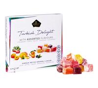 Cerez Pazari Turkish Delight with Strawberry, Peach, Melon, Tangerine, BlackBerry Flavours 454g, Gourmet Medium Size Snacks Gift Box, No Nuts Sweet