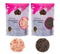 Cerez Pazari Whole Black Peppercorns 250g, Himalayan Pink Salt (Coarse Grain) 650g, Premium Quality, Freshly Packed For Grinder Refill, Resealable Bulk Bag, Non-GMO and Gluten Free