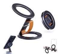 CERFFOOL Magnetic Phone Holder for Magsafe iPhone 17 16 15 14 13 12 for Huawei Xiaomi Samsung Powerful Magnets N52 Foldable on Multiple Sides with Elastic Loop Magnetic Desk Stand