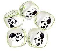 Cerficer Japanese-Style Ceramic Soy Sauce Dishes Set of 5 - Cute Panda & Bamboo Design, 6oz Dip Bowls for Sushi, Dumplings, Condiments - Microwave & Dishwasher Safe