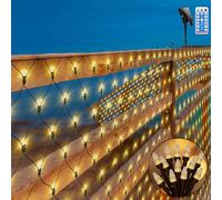 CERIAL 3X2M Net Lights Outdoor Solar Tree Lights,200LED Diamond Mesh Net Light Outside Solar Garden Light for Bushes with Remote Timer 8Mode Waterproof Green Wire for Fence,Curtain,Gazebo(Warm White)