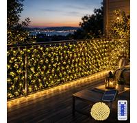 CERIAL 4.5 x 1.5m Net Lights Outdoor Solar Garden Light for Bushes,Outside Mesh Net Lights String Tree Solar Fairy Lights with Remote Timer Waterproof for Gazebo Balcony Fence Yard Decor(Warm White)