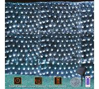 CERIAL 4.5x1.5M 200LED Solar Powered Net Lights Outdoor Garden Fairy Lights,Net Mesh Light Tree Light for Bushes with Remote for Lawn Yard Decor(White)
