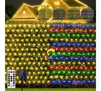 CERIAL 4.5X1.5M Net Lights Outdoor Solar Garden Lights,Mesh Fairy Light Outside Solar Tree Light Bushes Lights with Remote,Timer,8Mode, 4Color Changing,Waterproof for Fence Gazebo Decor