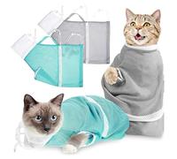CERICAI 2pcs Cat Grooming Bag - Adjustable Cat Bathing Bag Anti Scratch Bite Polyester Soft Durable Mesh Cat Shower Bag, for Small Medium Large Cats Bathing, Nail Trimming, Injection, Medicine Taking