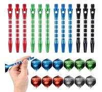 CERICAI Darts Flights and Stems - 24 Pcs Color Dart Stems Dart Flights - Universal Metal Dart Stems, Metal Dart Stems Color Darts Flights and Stems Pack Thread Throwing Fitting Shatter-Resistant